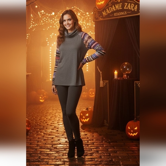 Vanilla Bay Aztec Cowl Neck Top Large - Picture 7 of 7